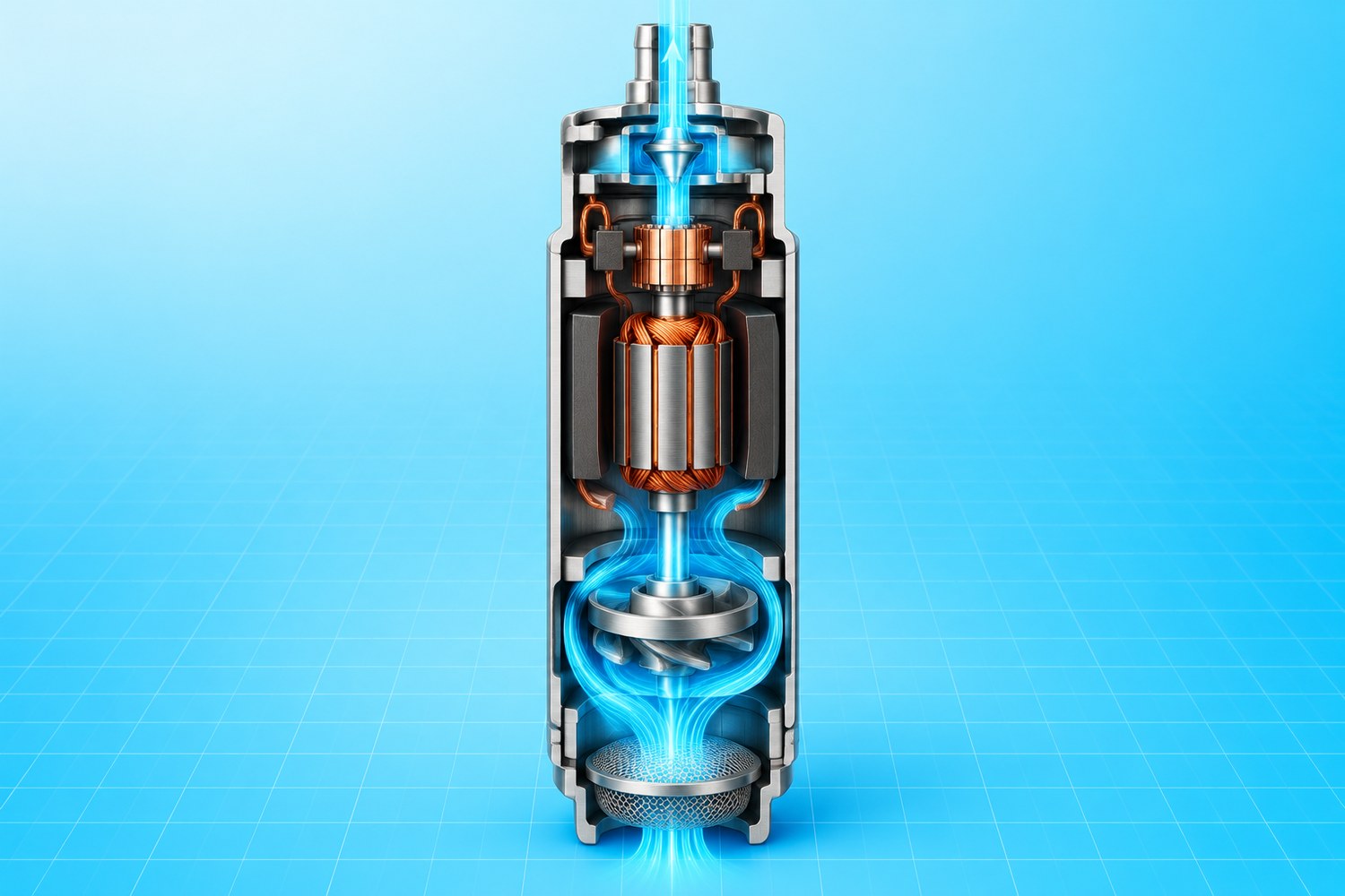 E2068 electric fuel pump appearance, gunmetal barrel and grey end cap
